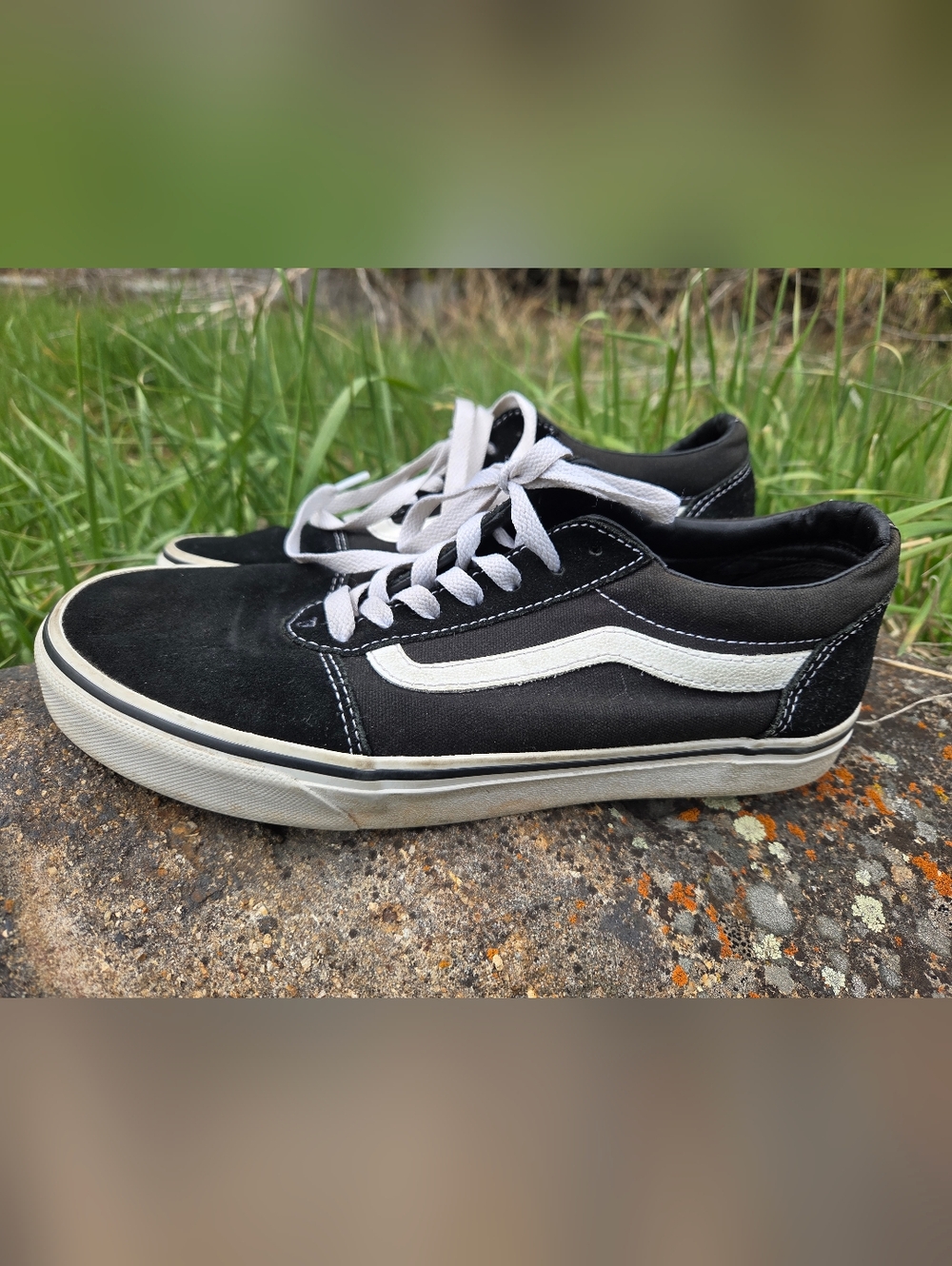 Vans Men's Black White Old Skool Low Top Skate Shoes